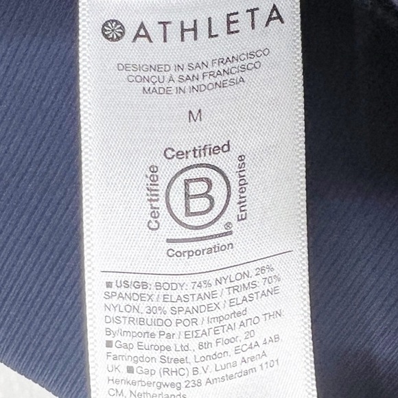 Athleta Navy Blue High Rise Ribbed Waistband Jogger Pants Medium Activewear - Picture 7 of 8